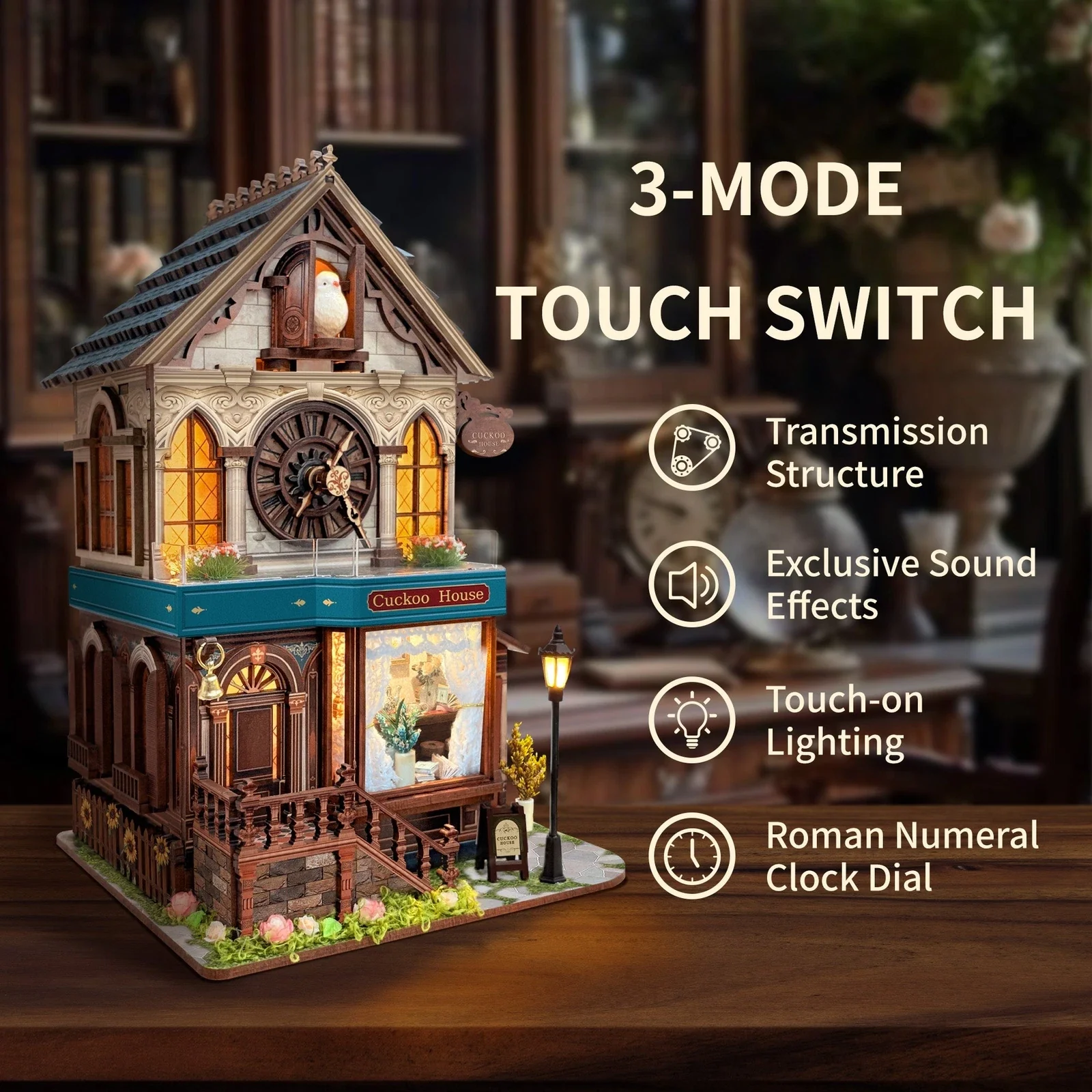 Cuckoo Cottage Clock 3D Wooden Puzzle - Image 3