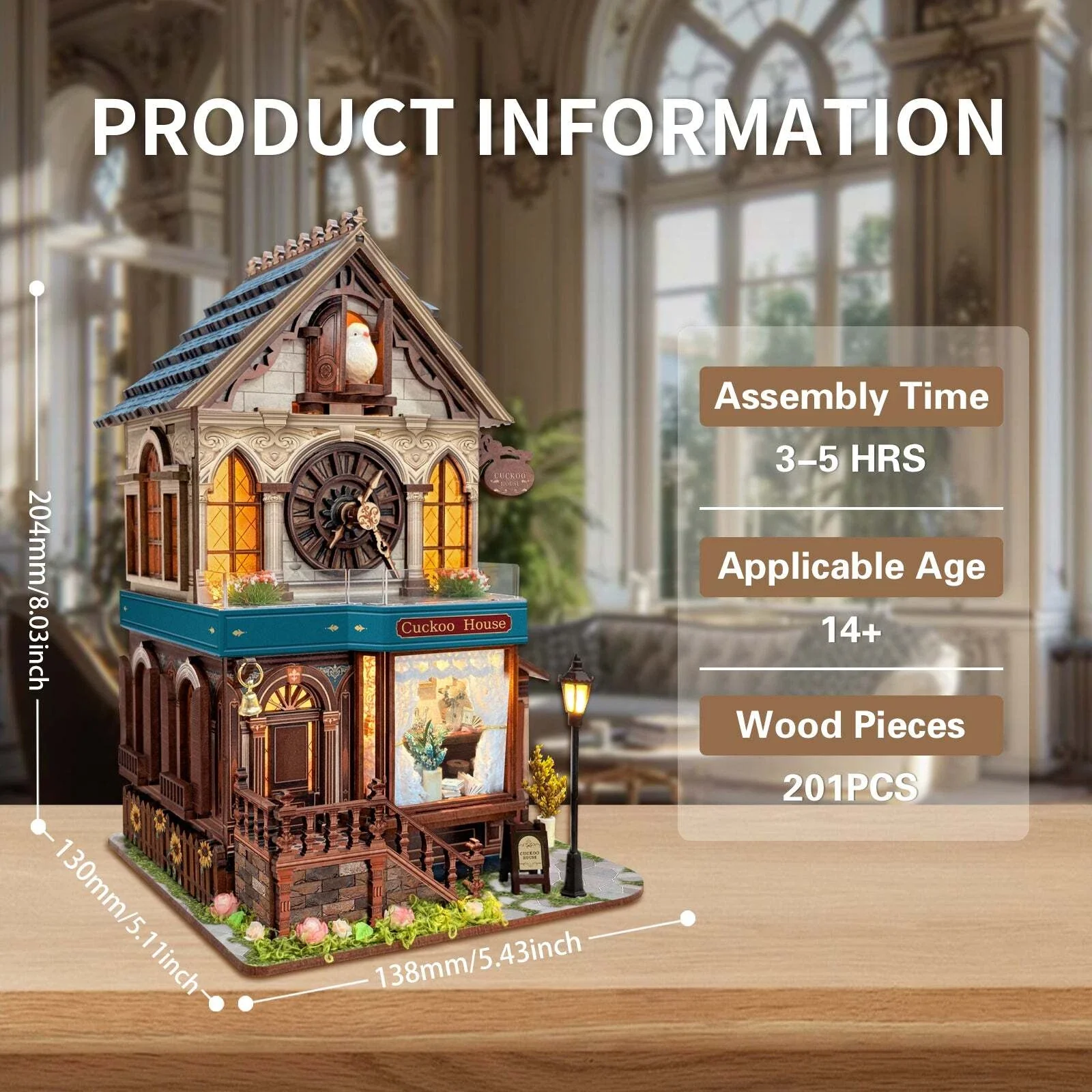 Cuckoo Cottage Clock 3D Wooden Puzzle - Image 4