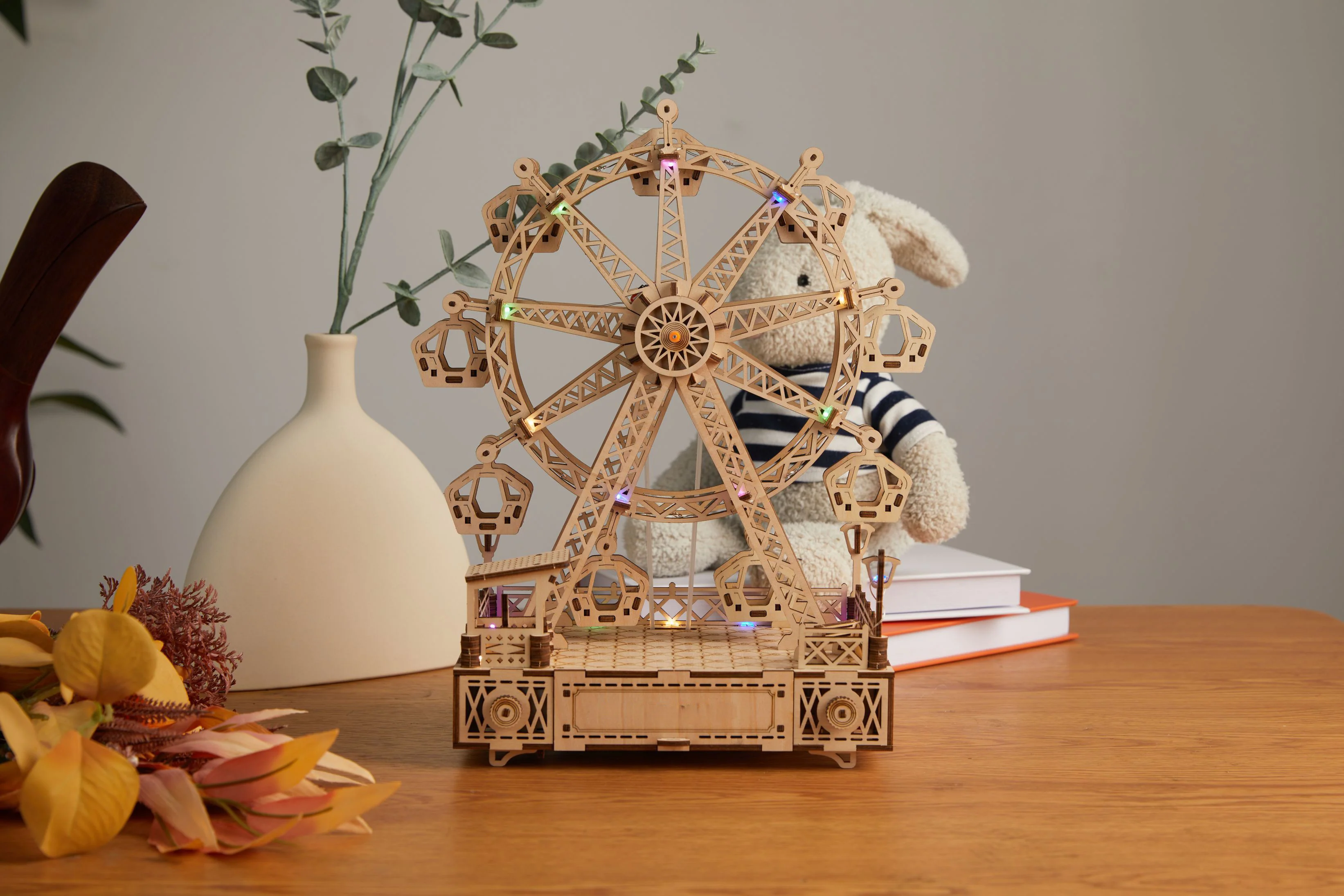Rokrgeek Ferris Wheel 3D Wooden Puzzle Music Box - Image 3