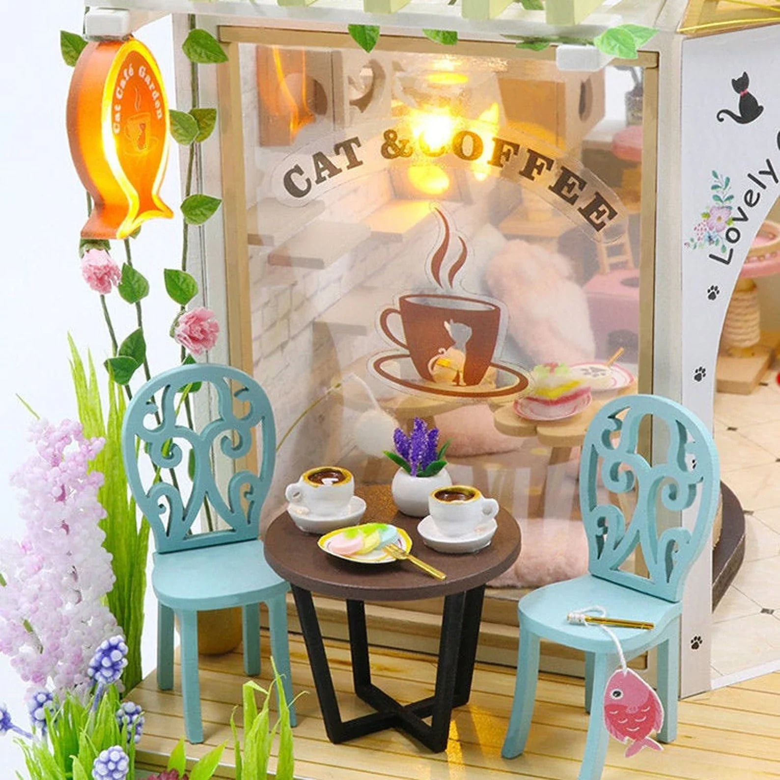 Rokrgeek Kitty's Cute Cat Coffee DIY Miature House Kit - Image 11