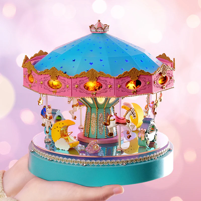 rokrgeek Dream Carousel music box DIY Miniature Kit - Image 4