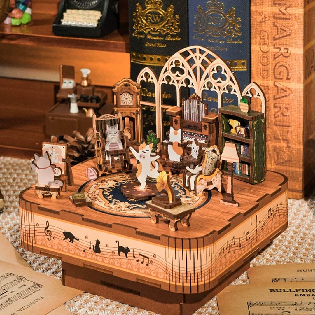 Rokrgeek Gathering of Cats Music Box 3D Wooden Puzzle - Image 4