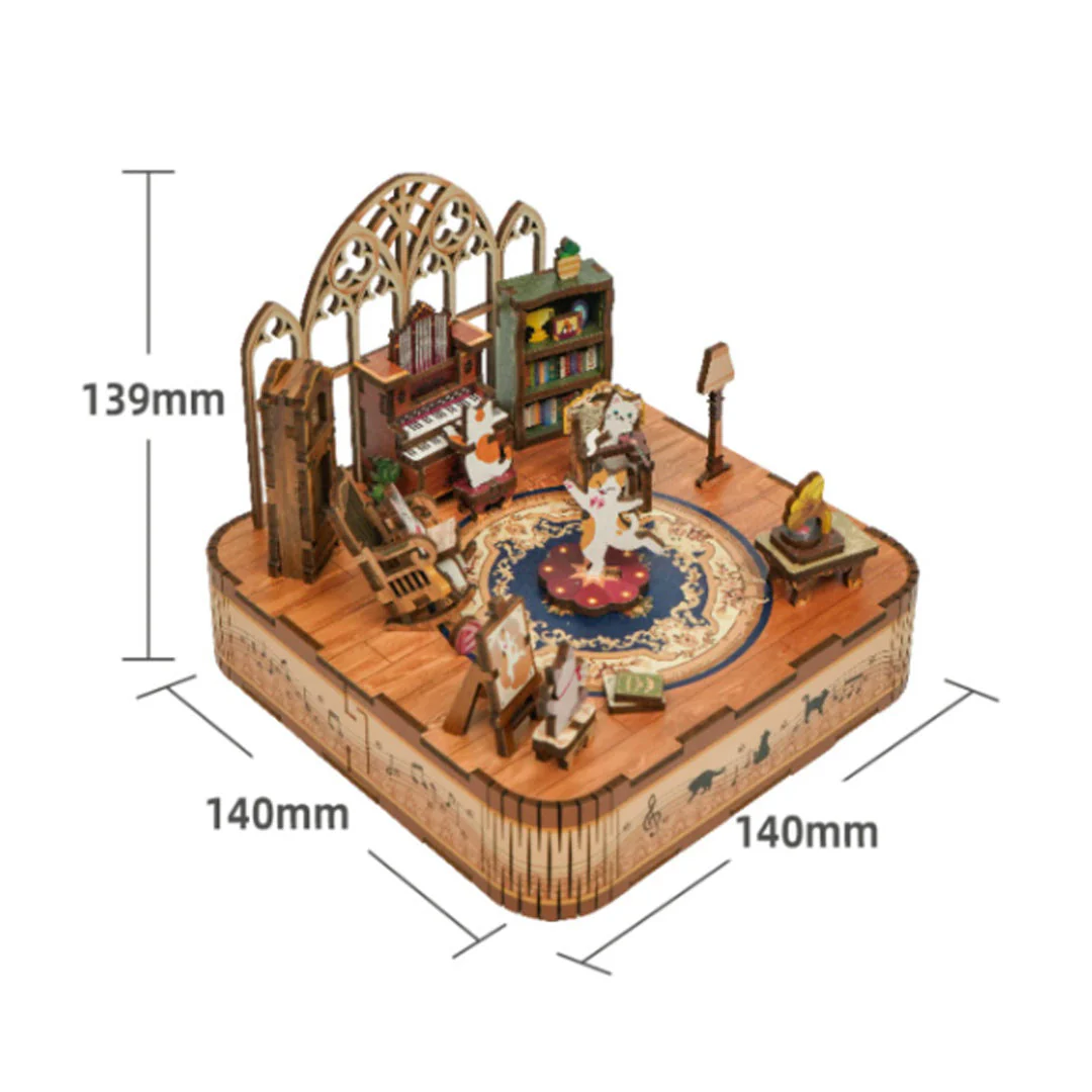 Rokrgeek Gathering of Cats Music Box 3D Wooden Puzzle - Image 5