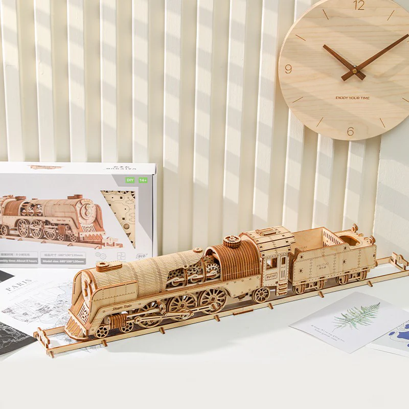 Vintage mechanical steam train 3d wooden puzzle - Image 2